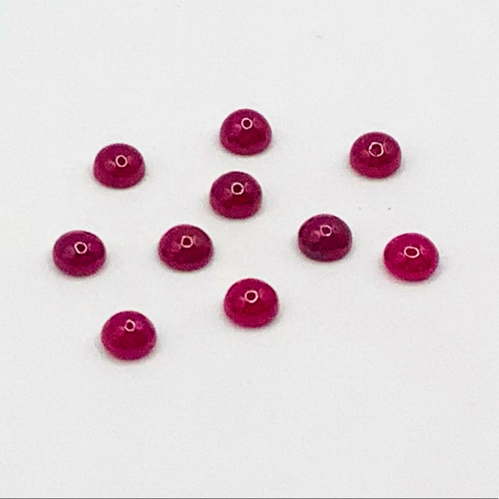 ❤️10 pieces 4mm Red Ruby Natural Round Cabochon Gemstone Genuine